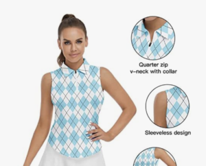 Soneven Womens Sleeveless Golf Shirt Printed Polo Tennis Shirts Moisture Wicking Athletic Sport Golf Tank Top - Best Tennis Clothes for Women